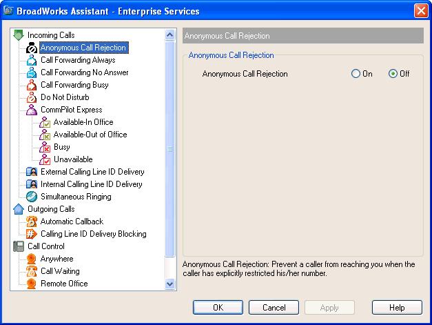 5 Services Dialog The Services dialog allows you to configure the calling features provided by Telephony Toolbar, such as Voice Messaging, CommPilot Express profiles, Call Forwarding, and Call