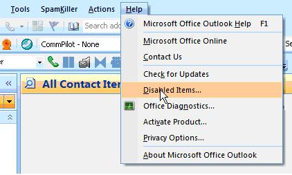 6.3 Register Telephony Toolbar within Outlook 1) Click on Help or About Microsoft