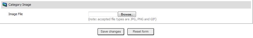 The images can be in JPG, PNG and GIF format. Figure 2-1-6: Category Image 7. 8. 2.1.2 If you want to reset the form, click on Reset form button.