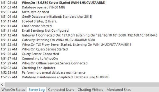 Installing and configuring WhosOn Installable Server 7 Once the database is connected, the WhosOn
