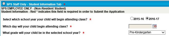 If you are Pre-Registering your child for the next school year, please select the next school year on the right.