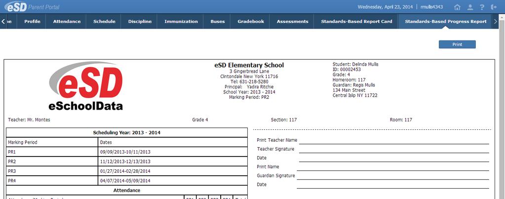 Standards-Based Report Cards will be published to the Portal at the school district s discretion.