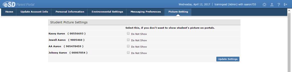 Messaging Preferences When enabled by your district, the Messaging Preferences tab allows parents to subscribe to email alerts, and set the email formats and delivery schedules.