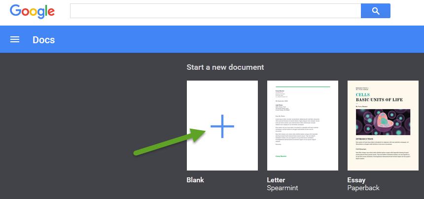 Google Docs Click on the blank