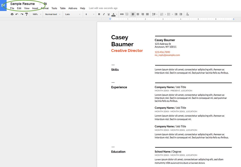 Google Docs Use Google Docs to write a letter, create a resume,