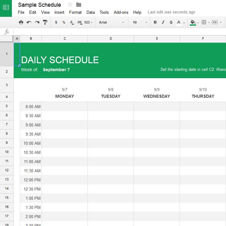 Google Sheets Use Google Sheets in order to create a schedule, to-do list,
