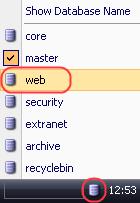The Web database will become active. Open the Content Editor and access the content folder.