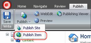 If the desired item is missing, try the following: Try to publish one particular item.
