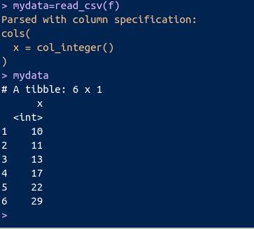 The thing mydata is a data frame (sometimes known as a tibble ). (g) Obtain the mean and standard deviation of x, and compare with the values you got from SAS (if you did).