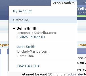 Switching to the Test Account To set up your Test Account, you need to be on the tabular view of your Ariba Network Production Account.