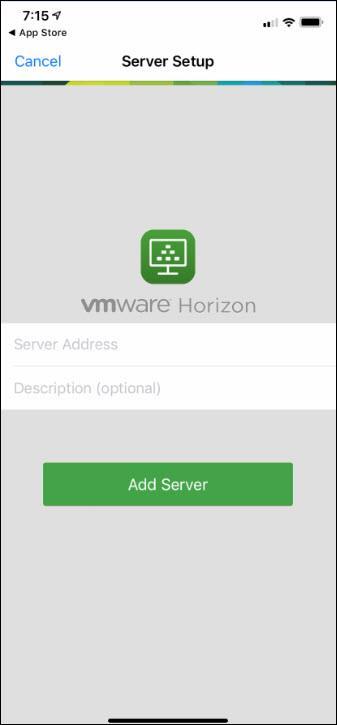 The Server Setup page appears. 8. In the Server Address field, enter https://vdi.uhhospitals.org. The prefix https:// MUST be typed in the Server Address field.
