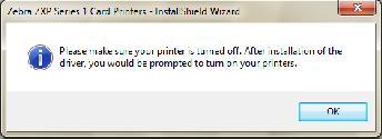 Step 9. Select Install USB printer drivers, and click the Next button. Step 10. Ensure that the Printers power switch in the OFF (O) position; and then click the OK button.