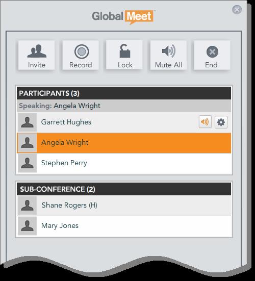 START OR JOIN A MEETING GLOBALMEET AUDIO CONTROLS When you start an audio meeting, GlobalMeet opens the Audio Controls and connects you to your meeting.