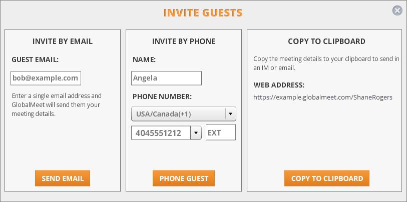 HOST A MEETING INVITE GUESTS TO YOUR MEETING You can add guests at any time during your meeting.