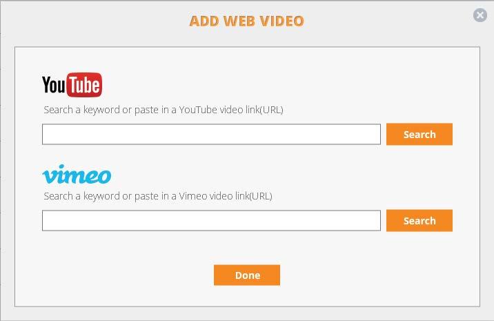 Click START SHARING to begin showing the video to your meeting. Mute audio. Resize the video window: Normal, Larger, or Full-Screen.