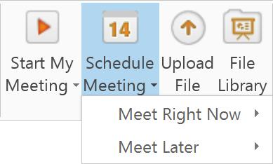 SCHEDULE A MEETING SCHEDULE A MEETING (OUTLOOK TOOLBAR) The GlobalMeet toolbar lets you choose whether you want to Meet Right Now or Meet