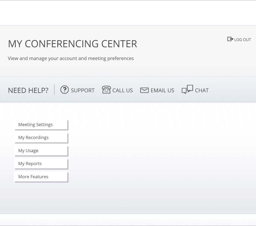 MY CONFERENCING CENTER My Conferencing Center is a streamlined portal that makes it easier for hosts to manage their web and audio conferencing solutions.