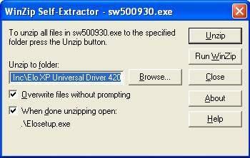 c. Click the Unzip button on the WinZip Self-Extractor