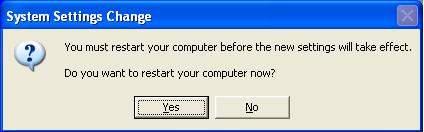 Click the Yes button and restart
