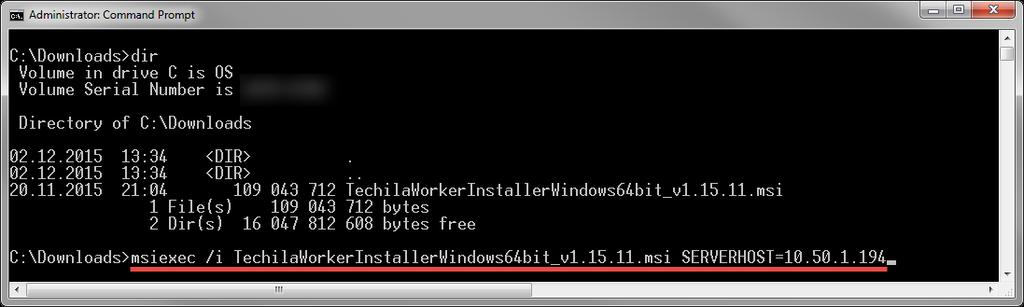 8/14 17 OCTOBER 2016 2. Using the Command Prompt window, change your current working directory containing the Techila Worker software installer. 3.