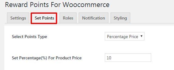Earn Points for Product Purchase by Product % - You could set the percentage for product
