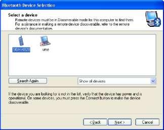 Connecting Bluetooth Device (XP) Note: Before you begin, refer to the manual that came with your Bluetooth devices for