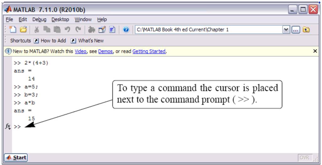 Command Window Command window can be used for Executing commands