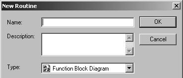 To program in a different language, such as function block diagram, create a new routine. 1.