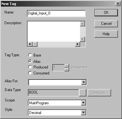 alias tag a tag that represents another tag Both tags share the same data. When the data changes, both tags change.