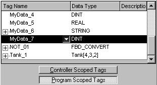 Type the data type. To browse for a data type or assign array dimensions, click. 5. Choose the scope for the tag. 6.