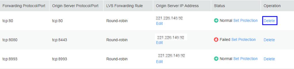 8 Managing a Forwarding Rule b. Click OK in the displayed dialog box. Deleting multiple forwarding rules a. Select the forwarding rules to be deleted and click Batch Delete.