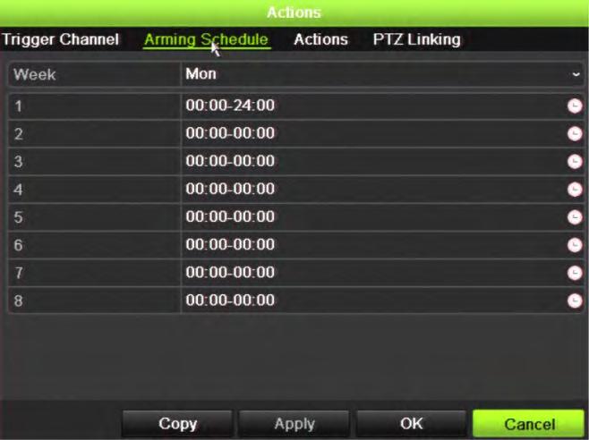 Chapter 13: Alarm and event setup Actions: PTZ Linking: Select the required action that needs to be executed when an alarm is received: Full-screen Monitoring Enable Alarm Audio Enable an alarm audio