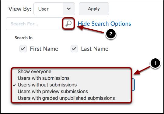 1. Under Submissions, choose the filter that applies to your specific situation. 2.