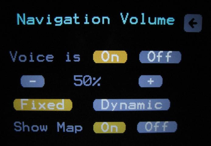 Navigation Volume Within this menu, you can adjust the volume of the audio guidance announcements from the navigation unit.