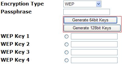 Notes: Each field of a WEP key setting is a hex decimal number from 0 9, A F. For example, when the security mode is Static WEP and the key length is 64 Bits, you could set Key 1 to 00012E3ADF.