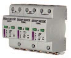 High surge discharge ratings: I imp =12,5kA/pole I max = 40kA/pole Internal protection and safety: Current limiter, GDT and thermal disconnector with arc cutter for each MOV block Status indication:
