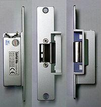 Hardware Electric strike There are many manufacturers of strikes, and there are many things that have to be considered when buying one, i.e. type of jamb, type of locking hardware, whether you require fail secure or fail safe, length of latch, depth of jamb, voltage requirements and the length of the faceplate.