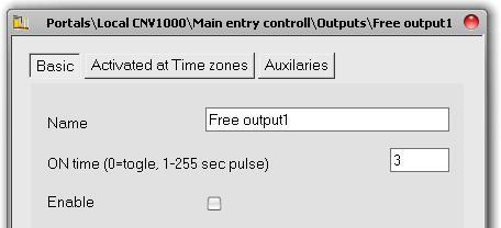 Outputs Output configuration Right-click on the output to be configured and select the Properties item from the output drop-down menu Set the