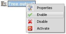 Output control Right-click on the output to be controlled and select the control item from the drop-down menu -