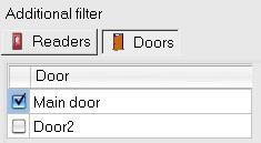 Set the filter for User or Department report Select the Doors in the additional filter