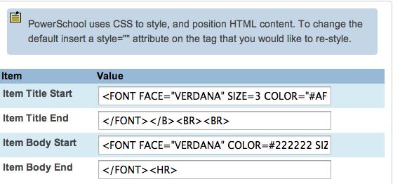 be. 4. Fr Item Title End, enter HTML tags t turn ff the specificatins fr fnt, size, and clr that yu entered in the Title Start field 5.
