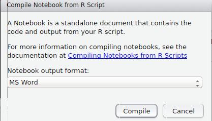 Compiling a notebook 4/4... and change Output Format to MS Word: Click Compile.