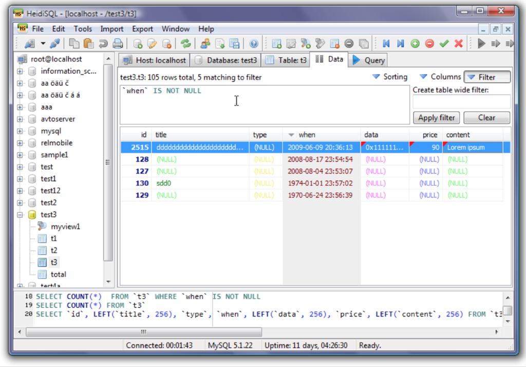 MYSQL: GUI CLIENT+SSH SQL Client: HeidiSQL HeidiSQL is an open source