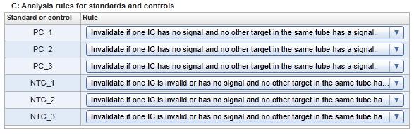 " column if the quantitative target result of the standards should be set to invalid if the configured rule fails.