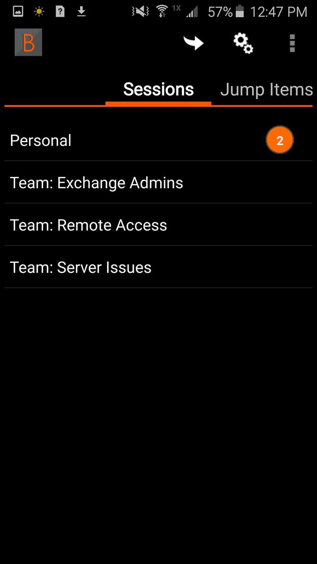 View Access Sessions in the Android Access Console Within the access console, active access sessions are divided into team queues.