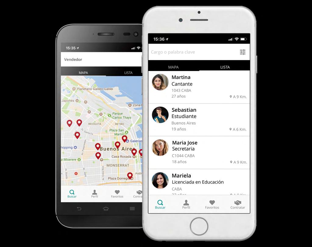 ATRABAJAR Atrabajar is an application that allows the user to find the job that best suits their needs, near their home, visualizing in a dynamic map the job offers of different companies.