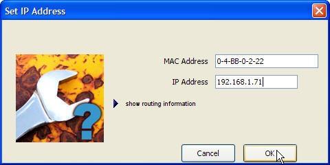 A Set IP Address dialog box will appear where the drive.web serial number and the desired IP address must be entered.