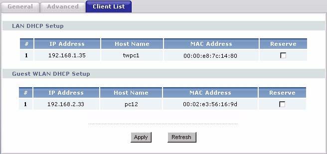 Chapter 10 DHCP Figure 71 Network > DHCP Server > Client List The following table describes the labels in this screen.