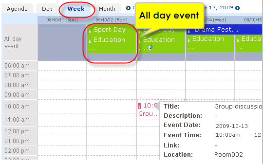 Daily View: In the Daily View, all events within a day will
