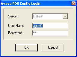 In Avaya PDS Config Login dialog box, enter the following: User Name Enter the